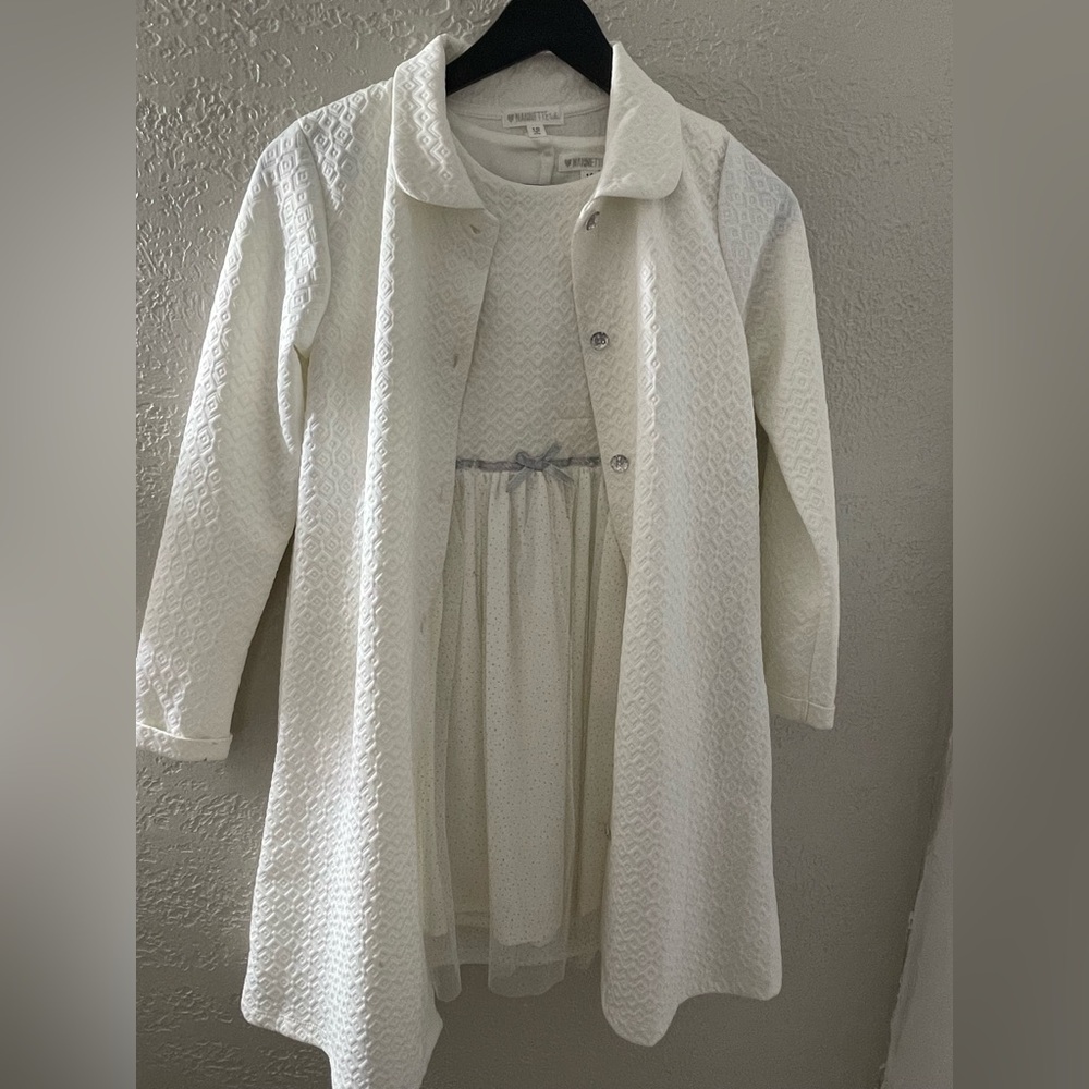 Nannette kids Cream Formal Dress with Coat Size 10